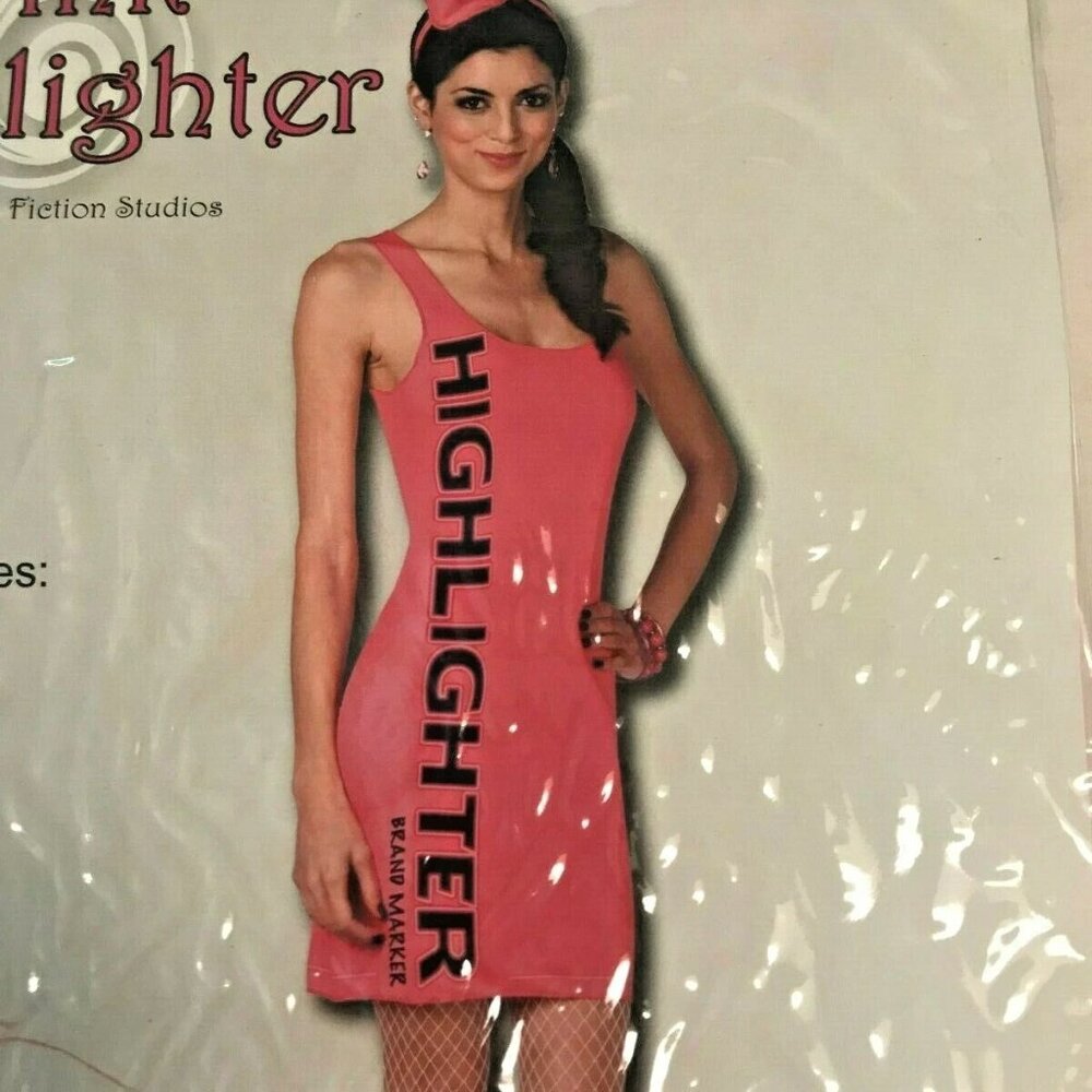 PINK HIGHLIGHTER Marker Office Supplies Work Stationary Halloween Costume M‎